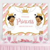 Lofaris Pink and Gold Twincess Princess Baby Shower Backdrop